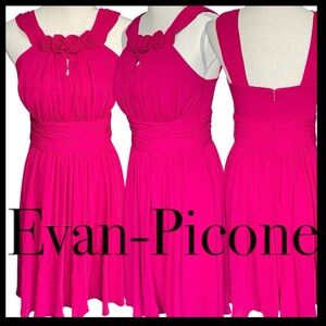 Evan Picone Fuchsia Pink Sleeveless Rosette Fit and Flare Dress (6)